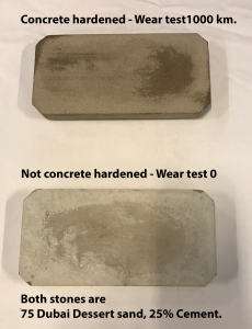 Concrete harened Dubai Dessert Wear Test