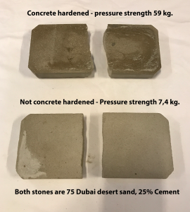 Concrete harened Dubai Dessert pressure strength test