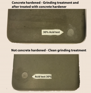 Concrete harened Acid Test