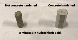 Concrete harened 8 Minutes In Hydrochloric Acid